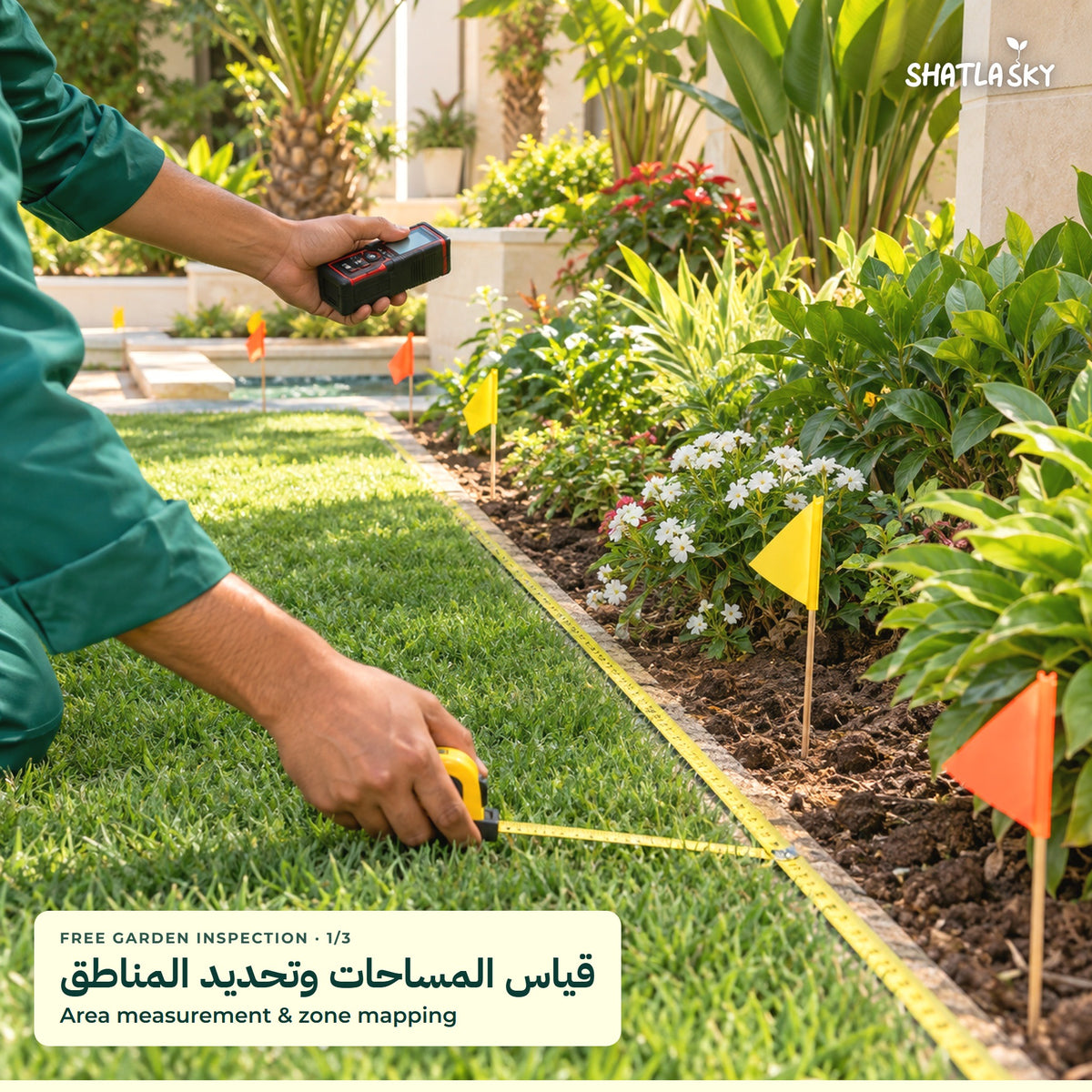 Shatla Sky free garden inspection visit: Area measurement & zone mapping